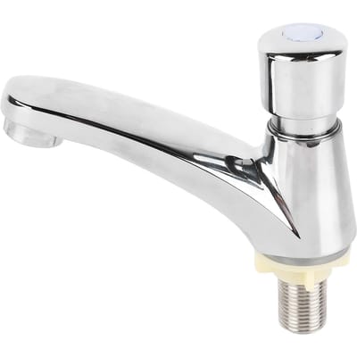 Robinet à temporisation Cuivre Auto-fermant Simple Froid Robinets d'évier pour Maison Cuisine Public white