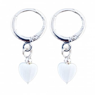 Oorbellen -zilver- wit hartje-Charme Bijoux