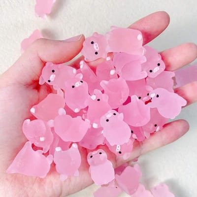 6/15/30/1 Doos Lichtgevend Varken Ontwerp Licht op in het Donker Creatieve DIY Montage Mini Roze Varken Minatuur voor Tuinlandschap Huisdecoratie 6Pcs Per Box