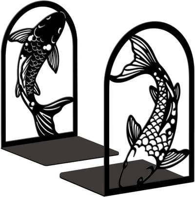 Moderne metalen boeksteunen voor boekenplanken, zware decoratieve boeksteunen voor kantoor en bureau, 13.5 x 11 x 20 cm gietijzeren boeksteunen set van 1 paar (zwart)