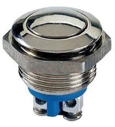 Ronde Drukknop - Schakelaar AAN-UIT - Elektrische Circuits - Roestvrij Staal - 19 mm boring - Zilver