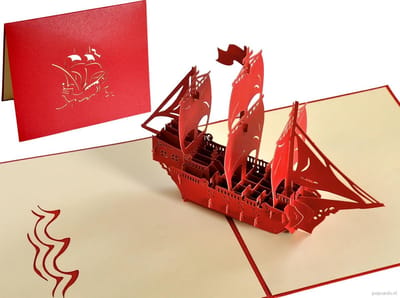 Popcards popupkaarten - Antiek Zeilschip Driemaster Schip Boot Verjaardag Verjaardagskaart Jarig Felicitatie Vaderdag pop-up kaart 3D wenskaart