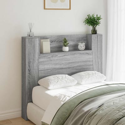 vidaXL - Opslag - hoofdeinde - met - LED - Grijs - Sonoma - Bewerkt - hout