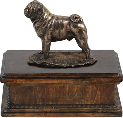 Elegante urn hond voor hondenas met beeldje van een Pug