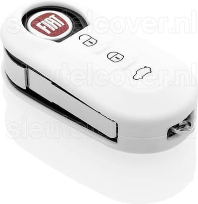 SleutelCover Autosleutelhoesje - Fiat sleutelhoesje silicone - wit