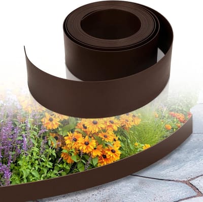 Gazonrand Kunststof - Tuinomranding Flexibel - Tuin Onderhouden - Voorkomt Grasgroei - 10 Meter Lengte - Bruin
