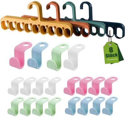 Dailygoods- Kleerhangers 20 stuks - Ruimtebesparend - Stropdashouders 8 stuks - Verlenghaken - Ophanghaken - Nette garderobe - Hanger