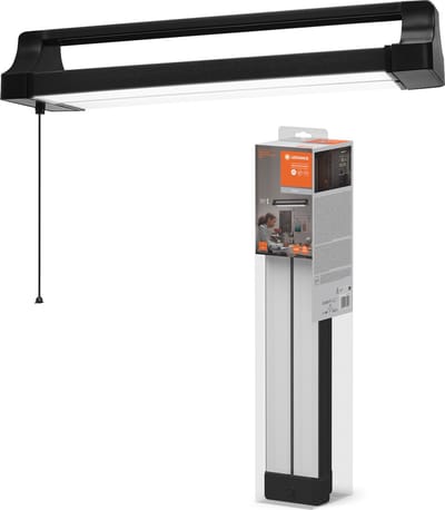 LEDVANCE Office Line Dubbel Draaibare LED werkpleklamp, zwart, 24W, 2700lm, concentratieverhogende koudwitte lichtkleur, draaibare body, long life, IP20, 4000K.