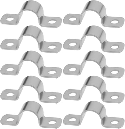 Dailygoods- Buisklem 10 Stuks - Roestvrij Staal - Dubbel Gat - Binnendiameter 10mm - Montagegat 4mm - Lengte 34mm - Pijpklem