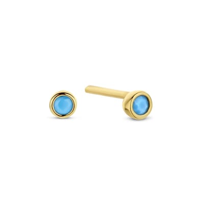 New Bling 9NB-0743 Zilveren Oorknopjes - Dames - Turkoois - 2,6 mm Doorsnee - Zilver - Gold Plated (Verguld/Goud op Zilver)