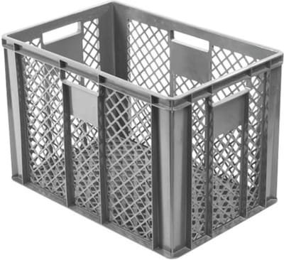 Alpac Stapelkrat - Opbergkrat - 600 x 400 x 410 mm - Geperforeerd - Grijs