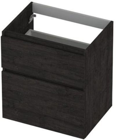 INK - Onderkast 2 Laden Greeploos Hout Decor met Houten Keerlijst A-symmetrisch - 600x450x650 Mm - Houtskool Eiken
