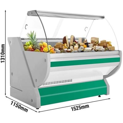 GGM Gastro Kühl-/ Fleischtheke - 1500mm - Grün - mit Fleischlicht & beleuchteter Frontblende