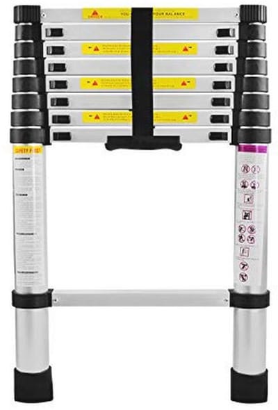 UISEBRT Telescopische Ladder 2,6m Aluminium Uittrekbare ladder Multifunctionele Telescoopladder Antislip staande Ladder Draagvermogen: 150 kg Zilver【2.6M】