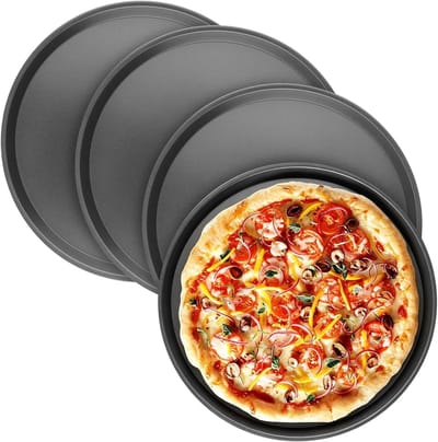 Ronde pizzaplaat set van 4, diameter 29 cm, hittebestendig en anti-aanbaklaag voor perfect bakken en serveren van pizza's