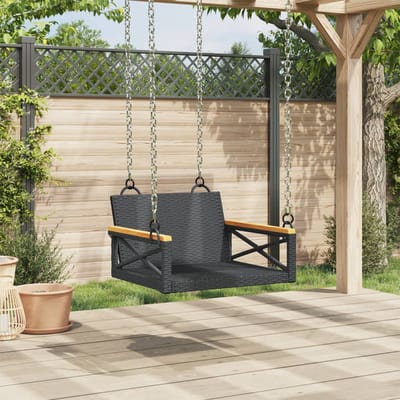 vidaXL - Schommelbank - 63x62x40 - cm - poly - rattan - zwart