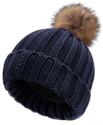 Go Go Gadget - Beanie - Grof gebreid - Pompom - Winter muts - Donker blauw