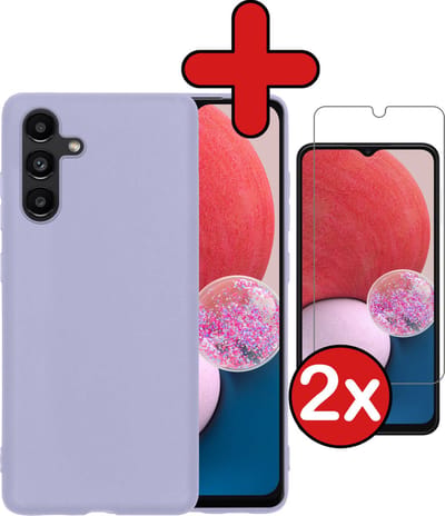 Hoesje - Met 2x Screenprotector - Geschikt voor Samsung Galaxy A13 5G - Sterk & Shockproof - Telefoon Hoes - Back Cover - Siliconen Case - Telefoonhoes - Lila