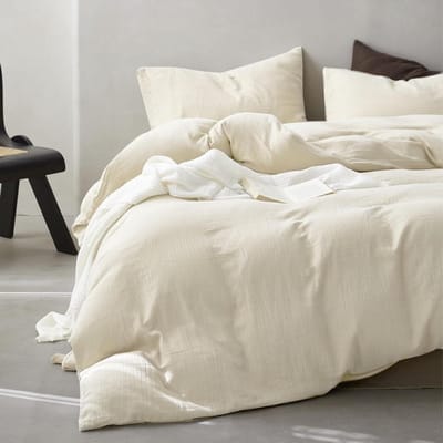 Mousseline Beddengoed - Dekbedhoes Katoen - Comfortabel Slapen - Dubbellaags Zacht - 135 x 200 cm - Beige