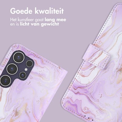 imoshion Hoesje - Geschikt voor Samsung Galaxy S25 Ultra - Design Bookcase smartphone - Purple Marble