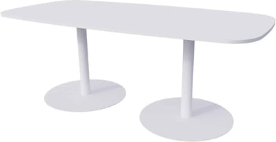 Linesto Vergadertafels Deens Ovaal 200cm breed 100 cm diep Framekleur Wit Bladkleur Wit
