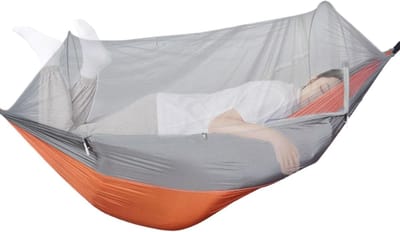 Camping Hangmat - Reishangmat Outdoor - Ontspannen Buiten - Geïntegreerd Muggennet - 270 x 150 cm - Oranje