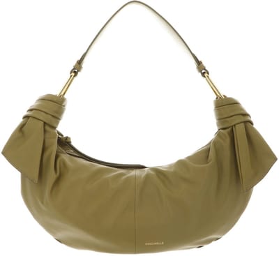 COCCINELLE Leren handtas schoudertas Furoshiki Handbag puffy Smooth Leather Seagrass kaki