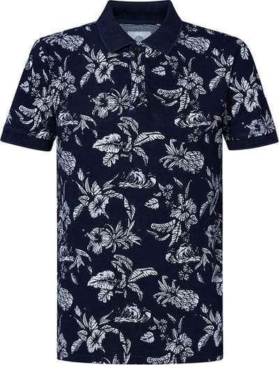 Petrol Industries - Heren Botanical Polo - Blauw - Maat L