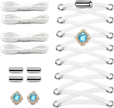 Elastische veters voor kinderen en volwassenen, ideaal voor werk- en sportschoenen, met metalen sluitingen en decoratieve elementen