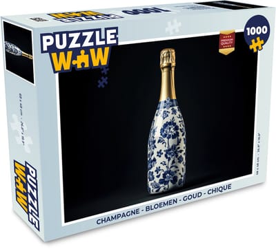 Puzzel Champagne - Bloemen - Goud - Chique - Legpuzzel - Puzzel 1000 stukjes volwassenen