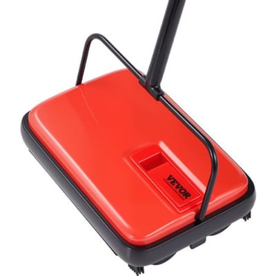 VEVOR Carpet Sweeper Handmatige vloerveger met stofcontainer van 300 ml, reinigingsbreedte van 17 cm, veger voor thuis, kantoor, tapijten, dierenhaar, stof, tapijtreiniging, rood