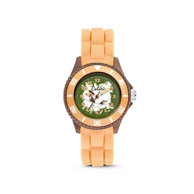 Colori Kidz 5-CLK062 Kinderhorloge met Toekan - Siliconen Band - Ø 30 mm - Beige