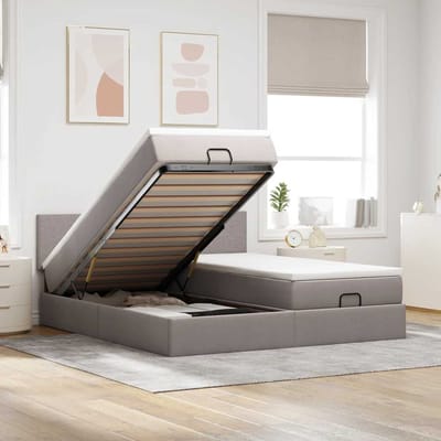 vidaXL - Ottoman - bed - met - matrassen - en - LED's - 180x200cm - stof - taupe