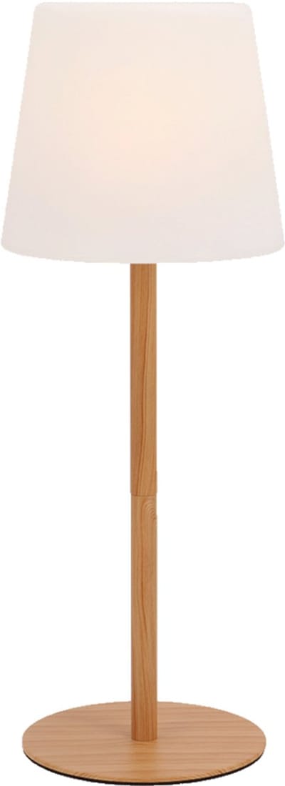 Travellife Elin Oplaadbare Lamp woodlook/white - In 2 hoogtes te gebruiken - Oplaadbare batterij - Inclusief USB-C oplaadkabel