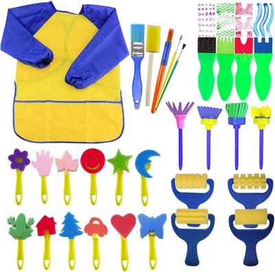 BOTC Sponskwastenset - schilderset voor kinderen en peuters - 30 stuks - 100% veilig voor peuters