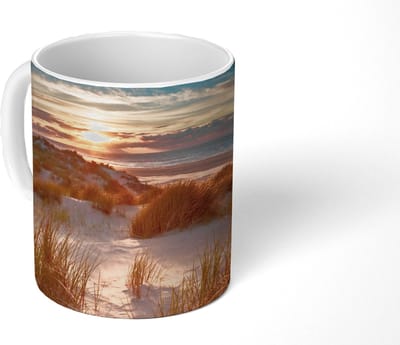 Mok - Koffiemok - Duin - Planten - Zonsondergang - Strand - Zee - Mokken - 350 ML - Beker - Koffiemokken - Theemok