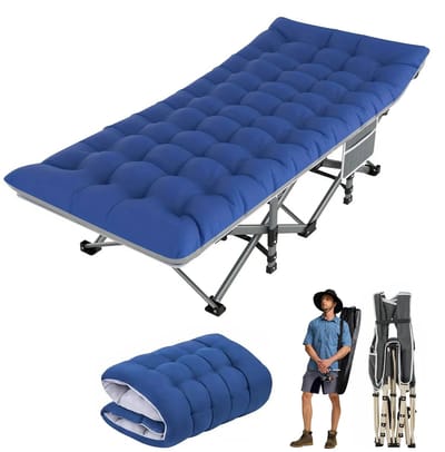TamTrade Stretcher - Opvouwbare ligstoel - Stretchers - Veldbed - Campingbedje - Kampeerbed - Navy - Hoge draagkracht tot 200kg