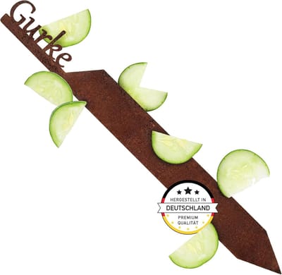 Tuinsteker Komkommer - Groente Steker - Moestuin Decoratie - Roest Look Metaal - 24 x 2.5 cm - Grijs