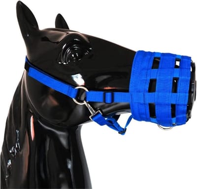 Hoogwaardige Fressrem muilkorf van nylon - comfortabel gevoerd - verstelbaar - ademend - bescherming tegen eten - rijuitrusting met klittenbandsluiting dog muzzle