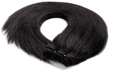 hair2heart Premium Echthaar Tressen om in te naaien Extensions glad - 50 cm 50 g 4/0 middenbruin