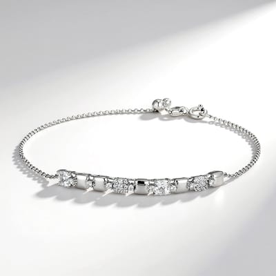 Cavill - Zilveren Armband met Witte Topaas 0,45 ct & Pavé Zirkonia's 0,27 ct - 925 Sterling Zilver - Verstelbaar Elegant Braziliaans Sieraad