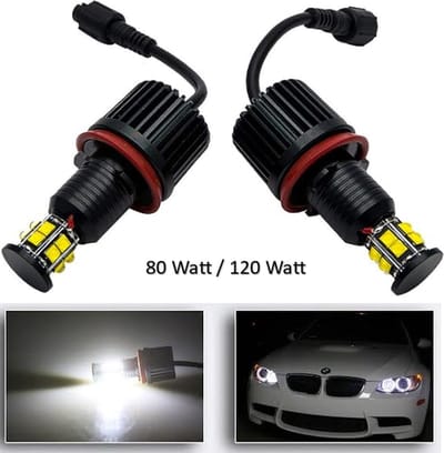 H8 WITTE LED Angel Eyes Bulbs 120 Watt Geschikt voor BMW E87, E88, E90, E91, E92, E93, E70, E71, E60, E61, E89, E63, E64(Auto moet origineel Xenon hebben)