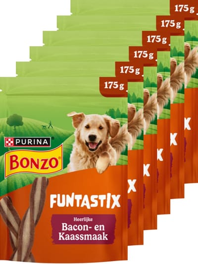 Bonzo Funtastix - Hondensnacks - Bacon & Kaas - 6 x 175 g
