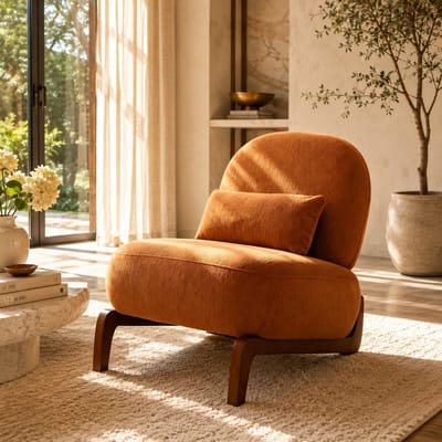 Fauteuil - Relaxstoel - Comfortabele TV-stoel - Leesstoel - Ergonomische stoel - Massief houten stoelpoten - Zachte stof - Inclusief zitkussen - Geschikt voor de woonkamer, slaapkame - Karamelkleur