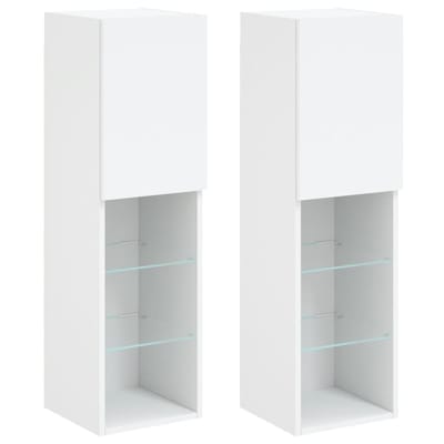 vidaXL - Tv-meubels - met - LED-verlichting - 2 - st - 30,5x30x102 - cm - wit