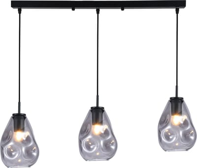 Olucia - EVITO - Hanglamp - Grijs / Zwart - 3L - Vorm: Rechthoek