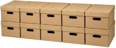 CM Huis Opbergbox - 10x - Opbergdoos - beige - karton - opvouwbaar - 30 x 23 x 13 cm - met deksel - organiseren - opruimen