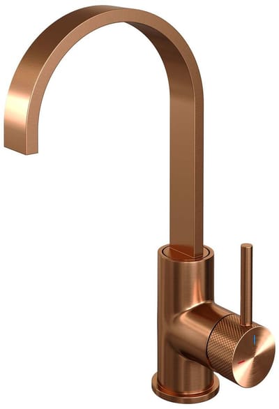 Brauer Copper Carving Hoge Opbouw Wastafelmengkraan met Draaibare Platte Uitloop Model A Koper Geborsteld PVD