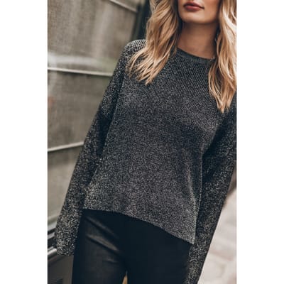 Mikuta The Silver Sparkly Loose Knitted Sweater Größe: XS | Pullover Outlet | Damen | Grau
