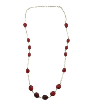 Behave - Ketting - Goudkleur - Rood - Lange kralenketting - 110 cm